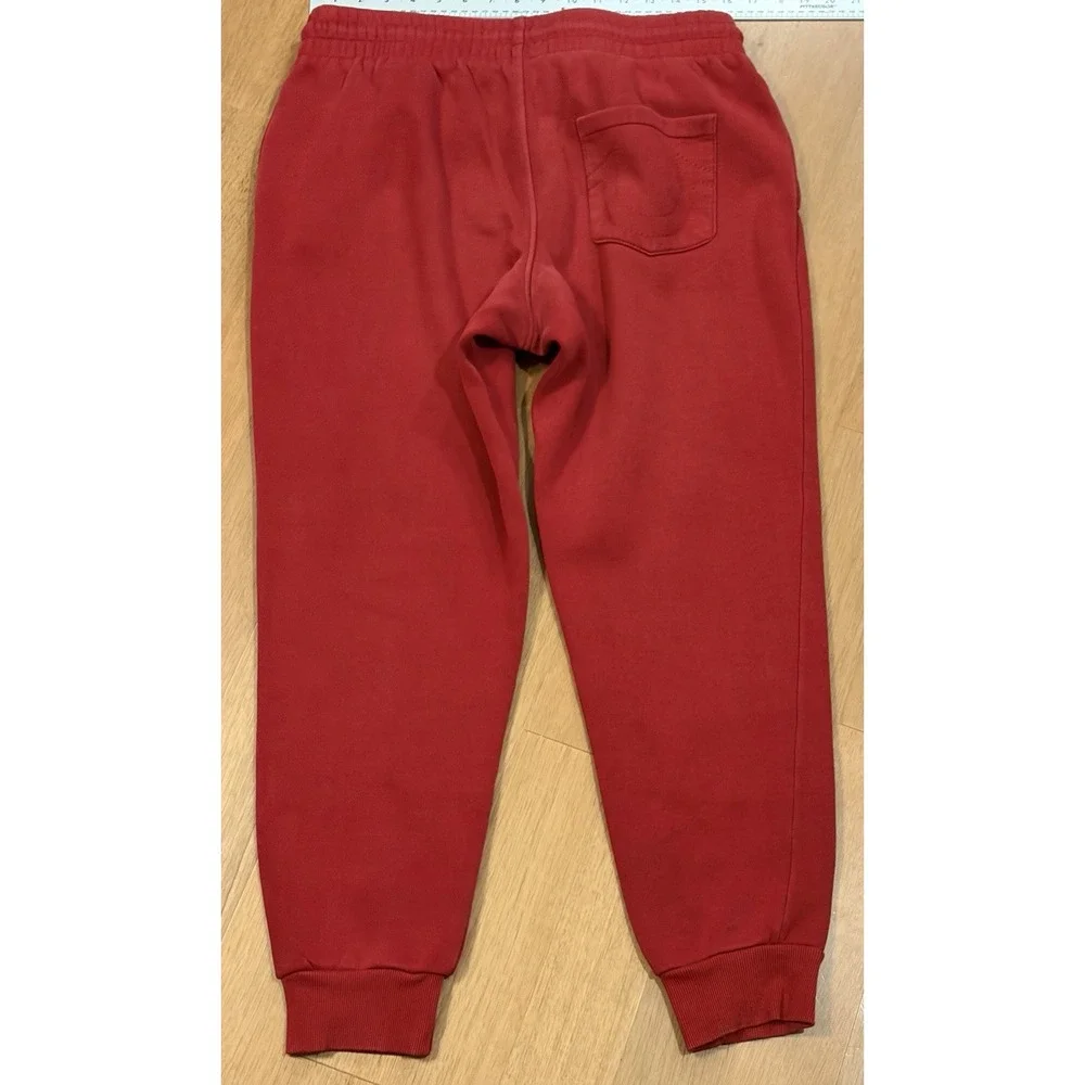 True Religion Joggers Sweatpant Buddha Logo Horseshoe Pocket Medium Red Spellout